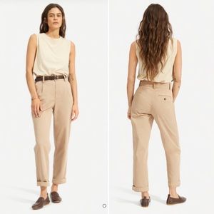 Everlane High Waist Khaki Pleated Chino Pants